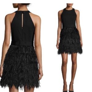 MILLY ostrich feather little black dress